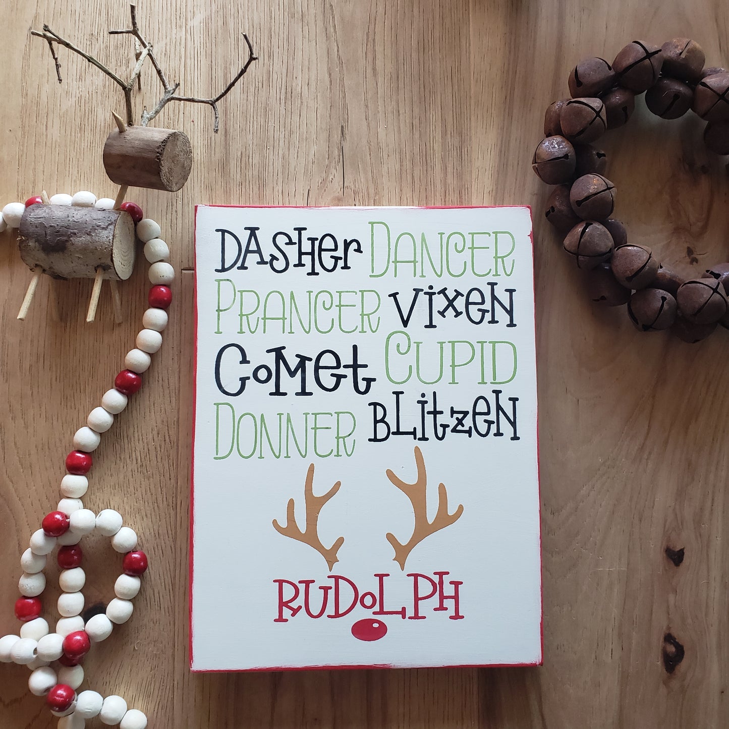 Reindeer Names Christmas Sign