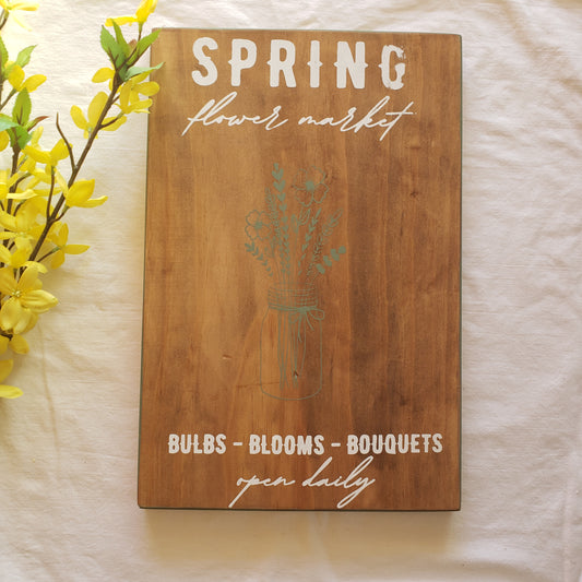 Spring Flower Market wood sign