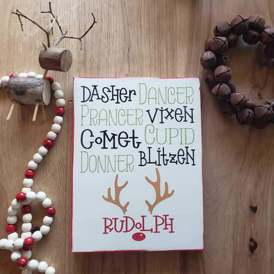 Reindeer Names Christmas Sign