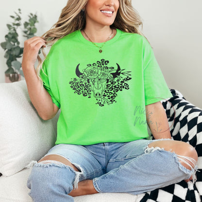 Flower Bull Skull Cheetah